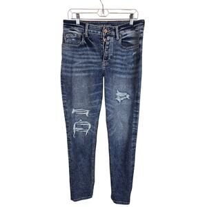 Maurices Women's High Rise Boyfriend Exposed Button Fly Distressed Jeans 10